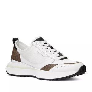 Michael Kors MK Flynn Nylon and Logo Trainer Brown Multi Trainer Sneaker